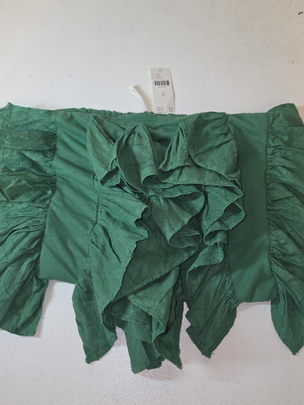 Anthropologie Emerald Green Ruffle Crop Top